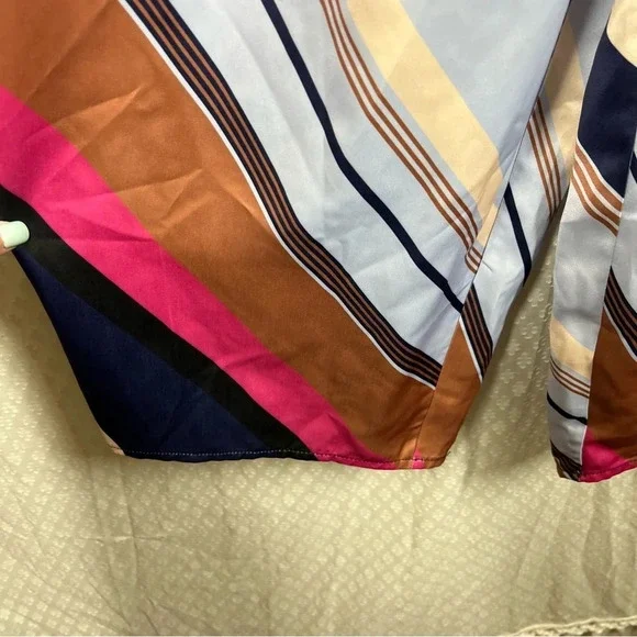 Anthropologie Maeve Striped Satin Balloon High Rise Pants‎ - Picture 4 of 9